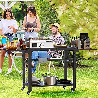 Outdoor Grill Table - Grill Cart Solid and Sturdy, Blackstone Griddle Stand  for 17/22 Griddle, Ninja Grill Stand Large Space, Pizza Oven Stand with