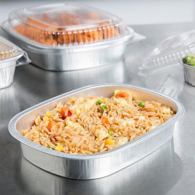 Durable Packaging 9664-SL-25 Smoothwall Silver Extra Large Entree /  Take-Out Pan with Dome Lid