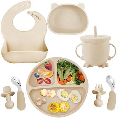 NobleTots Silicone Feeding Set - Baby LED Weaning Supplies, Grey