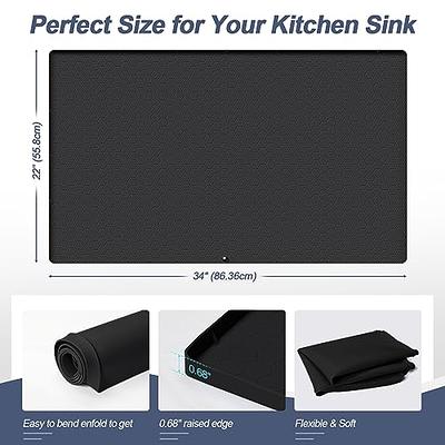 Sink Mat 34x22 with Drain Hole Waterproof Kitchen Cabinet Liner