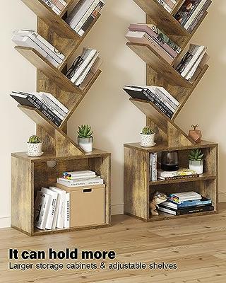 Versatile Bookcase w 10 Open Shelf Rustic Storage Shelves for Living Room  Office