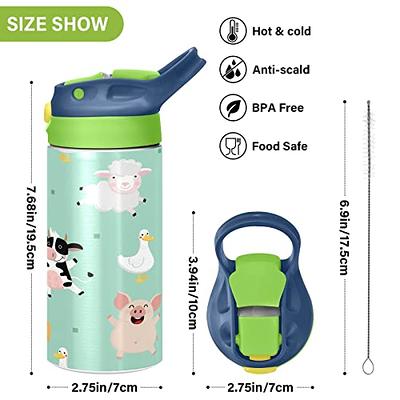 MCHIVER Farm Animal Cartoon Kids Water Bottle with Straw Insulated  Stainless Steel Kids Water Bottle Thermos for School Girls Boys Toddlers  Cups 12 oz / 350 ml Green Top - Yahoo Shopping
