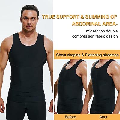 Slimming Tank Top Mens Body Shaper Compression Vest Top Singlet Black White