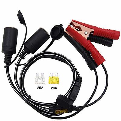 SCCKE 3.3ft / 1m 14 AWG Extension Cord Dual Plug Socket with Battery Clamp  12V/ 24V Battery Clip-On and Cigarette Lighter Adapter - Yahoo Shopping