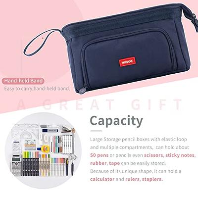 HVOMO Pencil Case Large Capacity Pencil Pouch Handheld Pen Bag Cosmetic  Portable Gift for Office School Teen Girl Boy Men Women Adult (Navy)