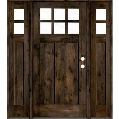 Krosswood Doors 72 in. x 80 in. Craftsman Knotty Alder 9-Lite Clear Glass  Unfinished Wood Right Active Inswing Double Prehung Front Door