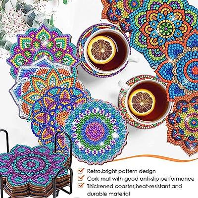 Temlum 6 Pcs Diamond Painting Coasters with Holder, Diamond Art Coasters  Kits for Beginners, Adults, Kids Small Diamond Painting Kit Art Craft