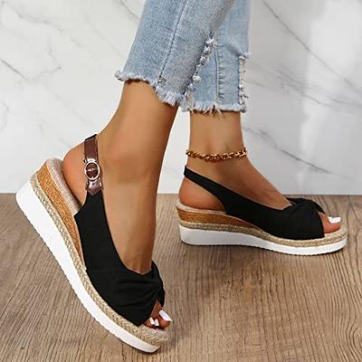 Flip Flops Sandal for Women Summer Ankle Strap Sandals Platform Soft  Comfortable Shoes Girls Outdoor Fashion Casual Beach Shoes Casual Sandals  for Women 8 Wide (Black, 6.5) : : Clothing, Shoes & Accessories