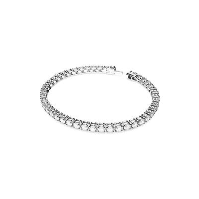 SWAROVSKI Matrix Tennis Bracelet, Round Clear Stones on Rhodium