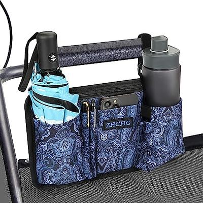 pf Wheelchair Side Pouch Bag(Double-Side) with Cup and Phone Holder for  Manual, Electric or Power Mobility Scooter Full ARMREST for Lightweight