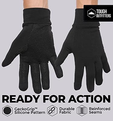 Tough Outdoors Touch Screen Running Gloves - Black Winter Glove Liners for Texting, Cycling, Driving, Exercise & Sports - Thin, Lightweight & Warm