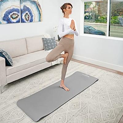 ProsourceFit Extra Thick Yoga and Pilates Mat 1-in, 71”L x 24”W Grey 