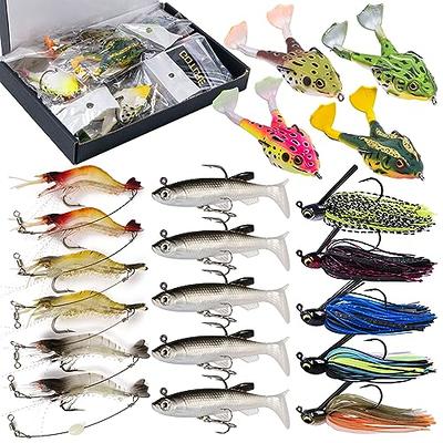 Goture Fishing Lure Kit 24pcs Fishing Gift,Include Shrimp Lures/Soft Lures/ Jig Head Lures/Spinnerbaits Lure and Frog Lures,Bass Fishing Kit for  Anglers - Yahoo Shopping