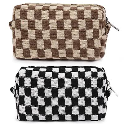  SOIDRAM 6 Pcs Checkered Makeup Bag Preppy Cosmetic Bag Bulk  Pink Black Makeup Pouch Personalize Travel Toiletry Bag Organizer Cute DIY  Makeup Brushes Storage Bag for Women : Beauty 