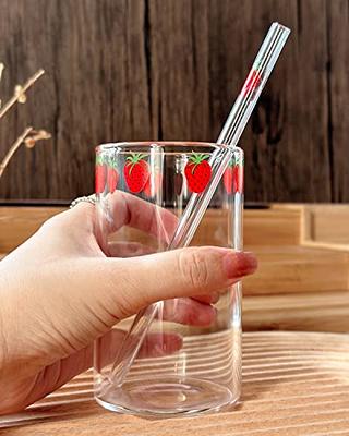 Strawberry Glass Cup with Straw Lovely Strawberry Cup Glass