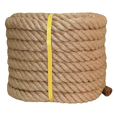 Natural Jute Rope Hemp Rope (3/8 in x 100 ft) Strong Jute Twine for Crafts,  Cat Scratch Post, Gardening, Decorating