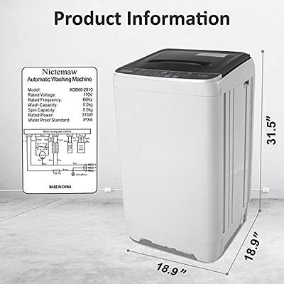17.8/15.6lbs Energy Saving Washer 2 in 1 Portable Washing Machine 8 Water  Level