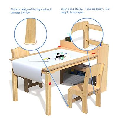  GDLF Kids Art Table and 2 Chairs, Wooden Drawing Desk