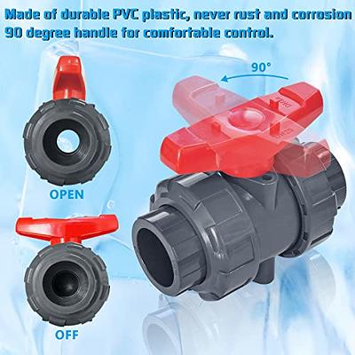 Hiboom PVC Ball Valve SCH40 Shut off Valve with Red T Handle Water Valve  for Cold