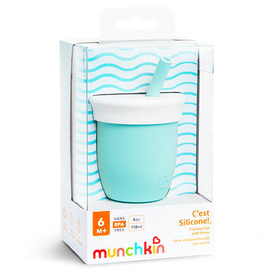 Munchkin C'est Silicone! Open Training Cup with Straw for Babies and  Toddlers 6 Months+, 4 Ounce, 1 Pack, Coral