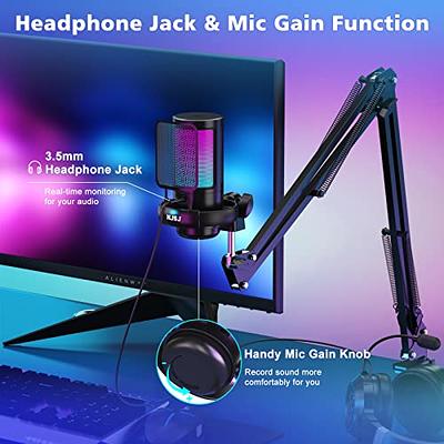 NJSJ USB Gaming Microphone for PC, Condenser Mic with Boom Arm for PS4/ PS5/  Mac/Phone with Touch Mute, RGB Lighting,Gain knob & Monitoring Jack for  Streaming,Podcasting, - Yahoo Shopping