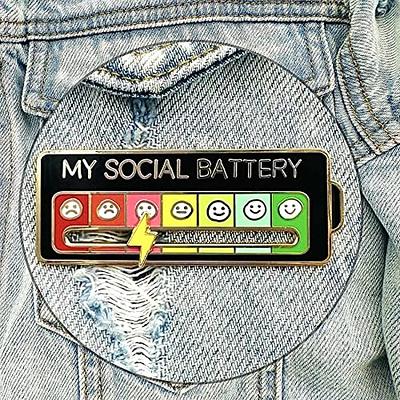 SLINHEWEI Social Battery Pin 2.0-2023 NEW funny pins,enamel pins, Mood  Expressing Pin For Introverts ， Perfect for 7 Days a Week！ (Black) - Yahoo  Shopping