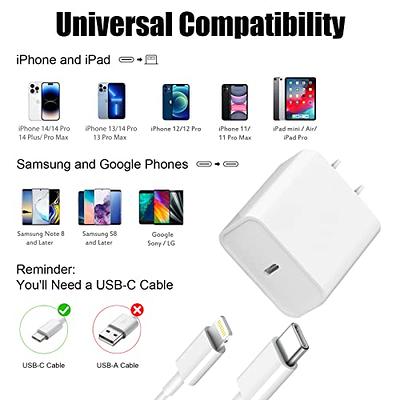 Chargeur Ultra Rapide Compatible avec iPhone 13,12, 11, XR, X, XS, XS Max,  SE 2020, 8 Plus, 8 - Double Port 20 W avec Cable USB-C