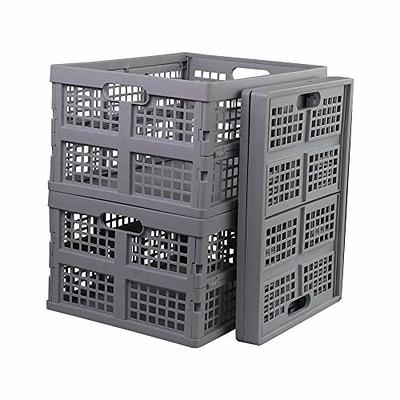 Tstorage 3 Packs Plastic Storage Baskets, Gray