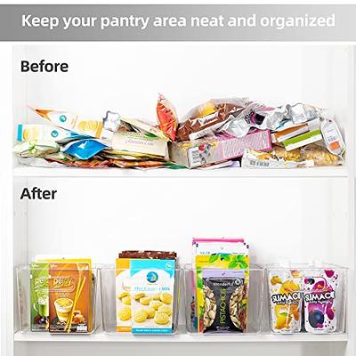 YIHONG Clear Plastic Storage Organizer Bins, 4 Pack Pantry Food Storage  Bins with Handle for Kitchen,Refrigerator, Freezer,Cabinet Organization and