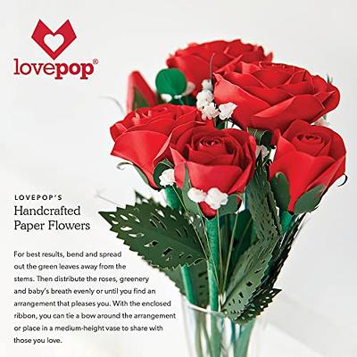 Lovepop Handcrafted Paper Flower Bundle, 6 Stemmed Roses, 3D Floral Bouquet, Valentine's Card for Wife, Romantic Card, Roses Bouquet, Flower Delivery