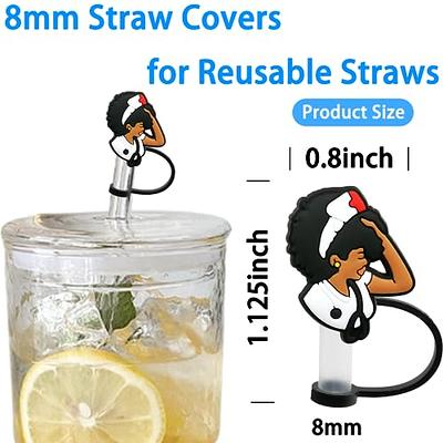 6Pcs Straw Covers, Silicone Straw Tip Covers, Straw Toppers for Tumblers,  Splash Proof Straw Tips, Reusable Drinking Dust Proof Straw Tip Covers for  6-8 mm Straws (Nurse Theme)