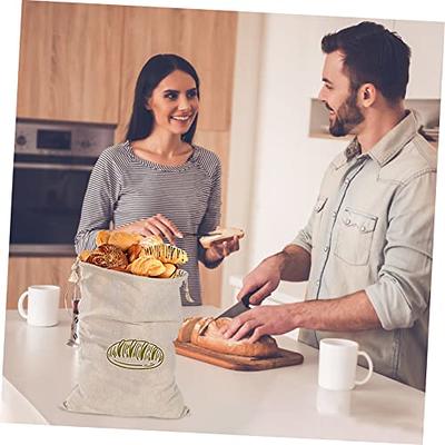 Linen Bread Bags - Breathable Food Drawstring Storage Bag To Keep