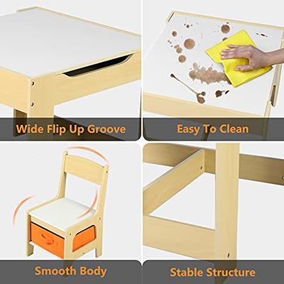 Kids Art Table, 2-In-1 Kids Craft Table and Chair Set , Wooden