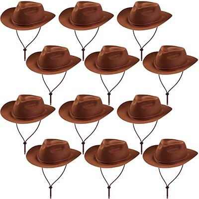 Hicarer 12 Pieces Western Cowboy Hat Set Plastic Felt Wide Brimmed