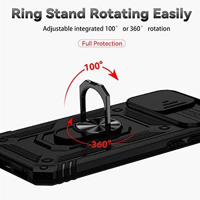 for iPhone 14 Pro Max Hard Case, with Camera Cover & Kickstand Holder,  Built-in 360°Rotate Ring Stand Anti-scratch Drop Protection Magnetic Phone  Case for Apple iPhone 14 Pro Max - Blue 