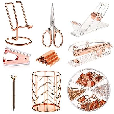 Rose Gold Desk Organizers and Accessories Office Supplies Set Stapler  Scissors