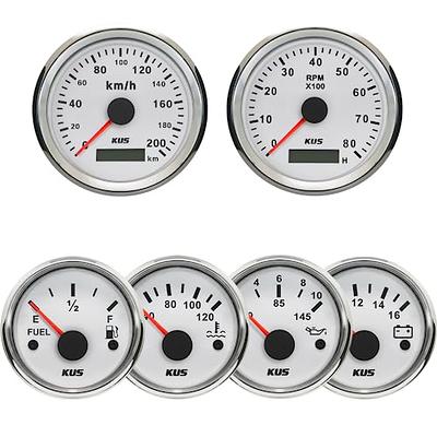 Kus Gauge Set Speedometer GPS 200km/h Tachometer 8000RPM Fuel Level 0-190ohm  Water Temperature 40-120℃ Oil Pressure 0-10Bar 0-145Psi Voltmeter 12V with  Red Yellow Backlight - Yahoo Shopping