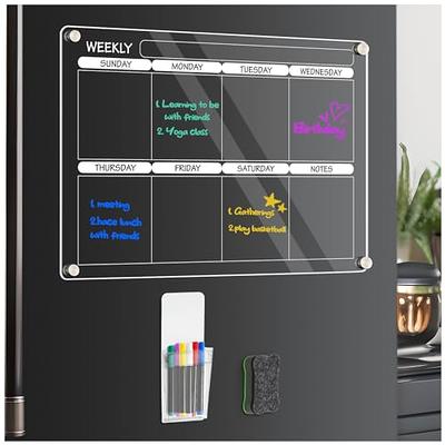 Magnetic Acrylic Calendar for Fridge, 2Pcs Clear Magnetic Calendar for  Fridge, Reusable Magnetic Fridge Calendar Dry Erase Acrylic Planning Boards  with 6 Dry Erase Markers and Magnetic Holder - Yahoo Shopping