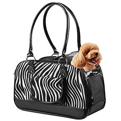 NewEle Fashion Pet Carrier, Small Dog Carrier, Cat Carrier, Quality PU Leather Dog Purse, Collapsible Portable Pet Carrying Handbag for Travel