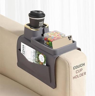 Sofa Arm Cupholder - Silicone Couch Cup Holder And Tray For Drinks, Snacks,  Phone And Remote; Fits Any Sofa Armrest, Black
