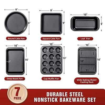 KITCHENATICS 12-PC Baking Pan Set Nonstick, Durable Carbon Steel Baking  Sheets for Oven, Nonstick Baking Pans Set with Muffin Pan, Loaf Pan, Pizza