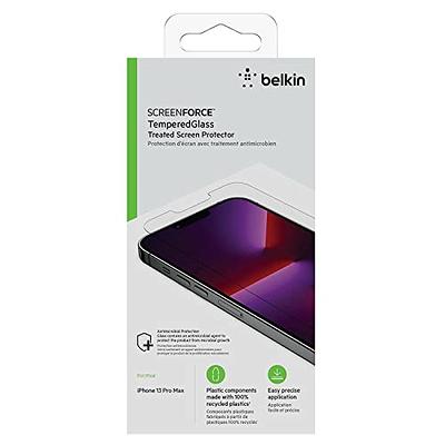 Belkin ScreenForce TemperedGlass Treated Screen Protector for iPhone 15 Pro  Max - Slim & Scratch-Resistant - Includes Easy Align Tray for Bubble Free  Application 