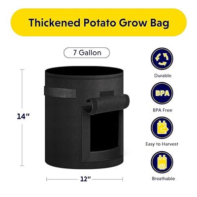 5 Pack Potato Grow Bags with Flap 10 Gallon, Planter Pot with Handles and  Harvest Window for Potato Tomato and Vegetables, Black 