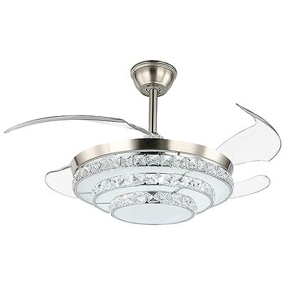 DLLT 42'' Crystal Ceiling Fan with Light, 36W Modern Ceiling Fan