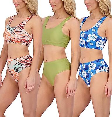 MakeMeChic Women's Halter Top Swim Shorts Bikini Set 3 Piece Swimsuit  Bathing Suit