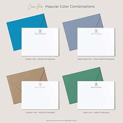 Curio Press Personalized Stationery Flat Note Cards and Envelopes