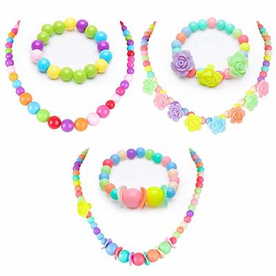 6pcs/set Girls Cute Pink Bracelets Set Fashionable Rainbow-colored