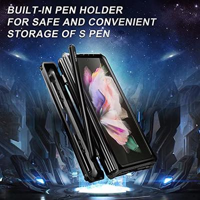  YQODSZ for Samsung Galaxy Z Fold 5 Metal Case with Fold5 S Pen  Holder, Rugged Heavy Duty Z Fold 5 Case Screen Protector Kickstand  Full-Body Protection Z Fold 5 5g Phone