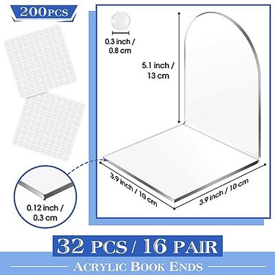 Leinuosen 32 Pcs Acrylic Book Ends Clear Acrylic Bookends with