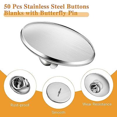 Sublimation Blank Pins DIY Button Badge, Sublimation Silver Blank Base Pins Aluminum Sheet with Butterfly Pin Backs for DIY Craft Jewelry Making